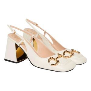 Gucci Baby Mid-Heel Horsebit Slingback Pumps size 41.5